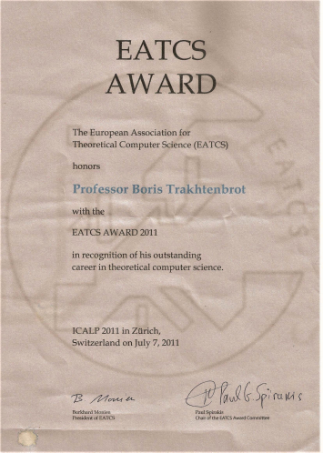 2011 EATCS Award Diploma